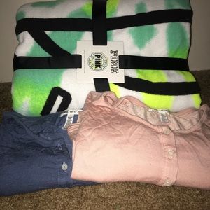 Towel, two VS shirts